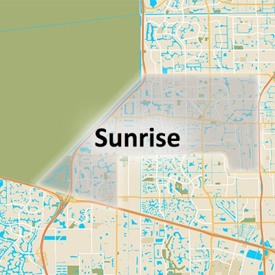 Phone and Computer Sunrise Location Service Area Map